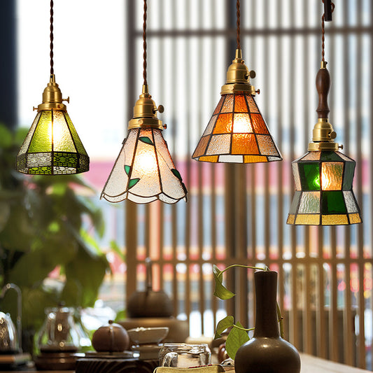Japanese Retro Restaurant Bedroom Homestay Brass Glass Chandelier